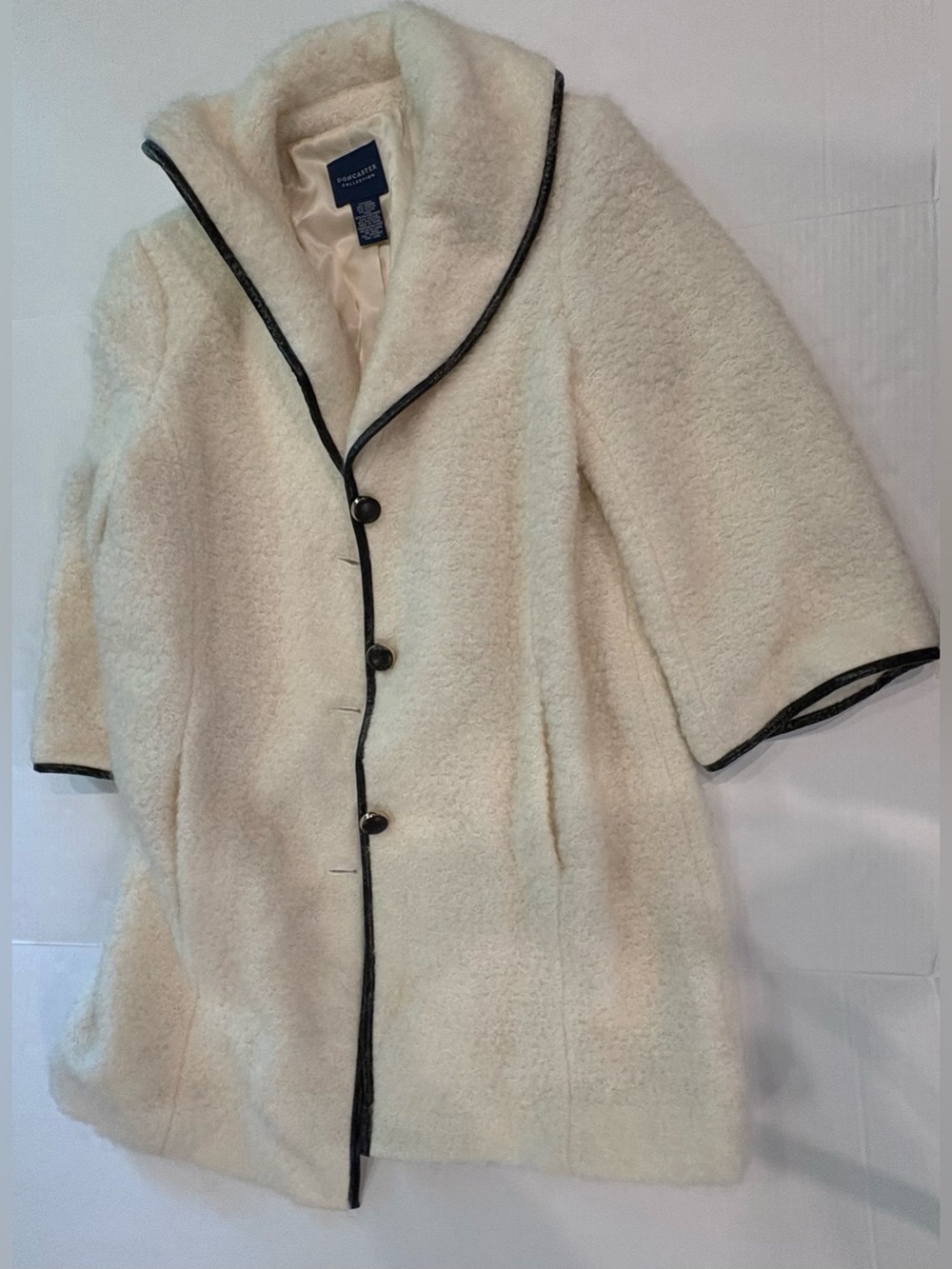 Doncaster Cream Teddy Coat with Black Trim